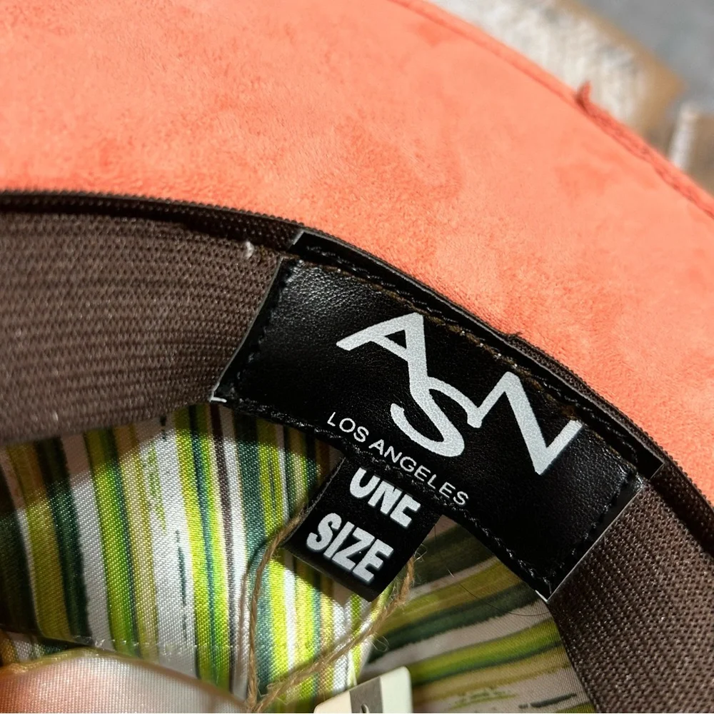 Anthropologie ASN Watermelon Sugar Pink Vegan Suede Boater Hat - Picture 10 of 11